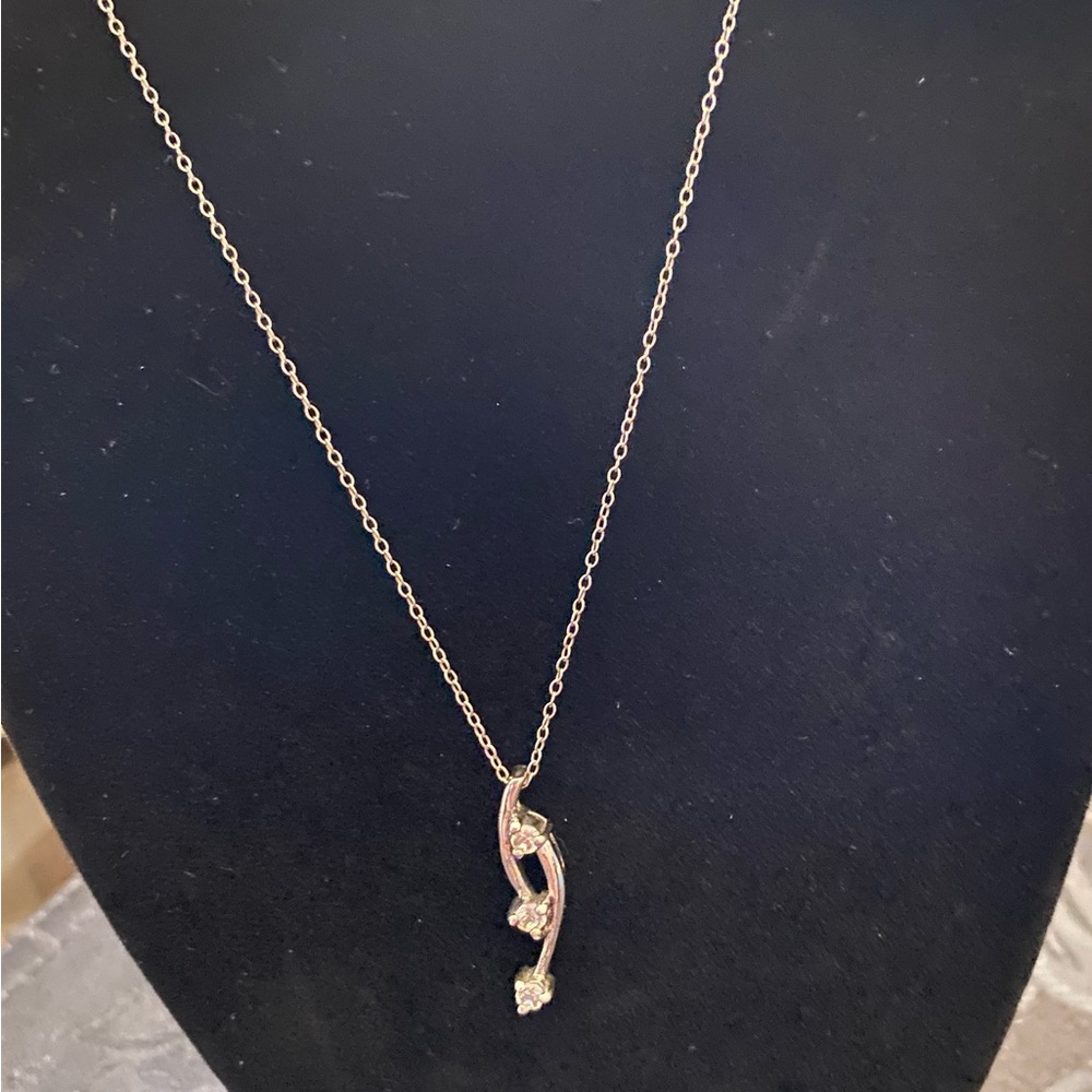 Delicate Sterling Silver Pendant Necklace with Clear CZ Stones - Women Jewelry